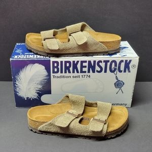 Birkenstock Arizona Taupe Leather Suede Sandals Womens Size 5 (36)